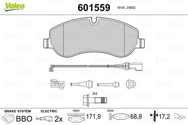 VALEO 9001087 ÖN BALATA FORD TRANSIT V363 14> -TRANSIT CUSTOM 2.2 TDCI 12> KABLOLU FTE KIRMIZI KUTU - Görsel 1