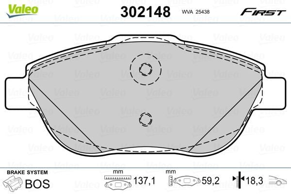 VALEO 9001170 ÖN FREN BALATASI CORSA F 19> CROSSLAND 17> MOKKA 20> C3 II-III-AIRCROSS 09> C4 14> 208 19> 2008 19> DS3 15> 15 İNÇ 283mm - Görsel 1