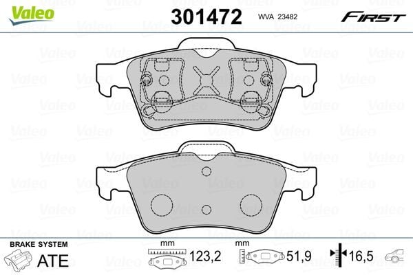 VALEO 9005020 ARKA BALATA RENAULT LAGUNA II 01>07 MEGANE II 02>08 LATITUDE 11> VECTRA C 03>FOCUS II 05>CONNECT 06> CMAX 06> PRIMERA 02> - Görsel 1
