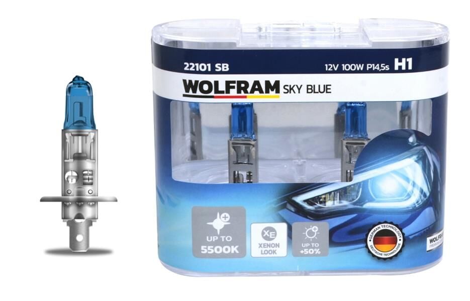 WOLFRAM 22101 SB AMPUL 12V H1 100 P14.5s SKY BLUE BEYAZ IŞIK - Görsel 1
