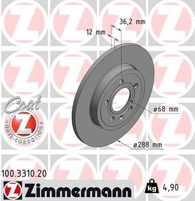 ZIMMERMANN 100.3310.20 ARKA FREN AYNASI A4-A4 AVANT 8ED.B7 2.0 TFSI/2.0 TDI/2.5 TDI/2.7 TDI.3.0 QUATTRO.3.0 TDI.3.2 FSI 986479252-DF4756 - Görsel 1