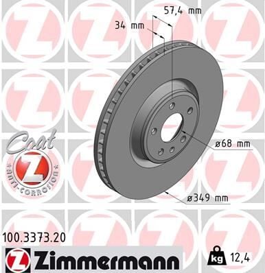 ZIMMERMANN 100.3373.20 FREN DİSKİ A4 A5 A6 A8 Q5 Q7 TOUAREG - Görsel 1