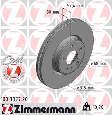 ZIMMERMANN 100.3377.20 FREN DİSKİ ÖN AUDI A4-A5 2015 > 0986479E49-DF6950S - Görsel 1