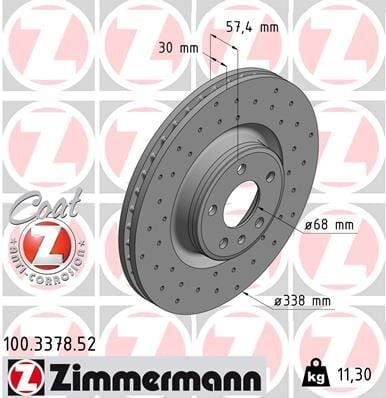 ZIMMERMANN 100.3378.52 FREN DİSK DELİKLİ 0986479F25 - Görsel 1