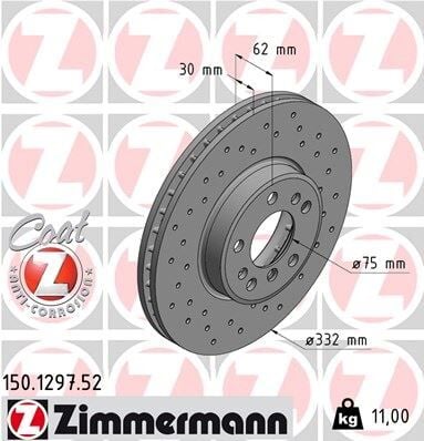 ZIMMERMANN 150.1297.52 FREN DISKI ON BMW E83 E53 DELIKLI - Görsel 1