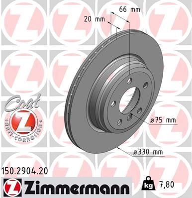 ZIMMERMANN 150.2904.20 FREN DISKI ARKA BMW F30 F31 F34 F35 F32 F33 F36 - Görsel 1