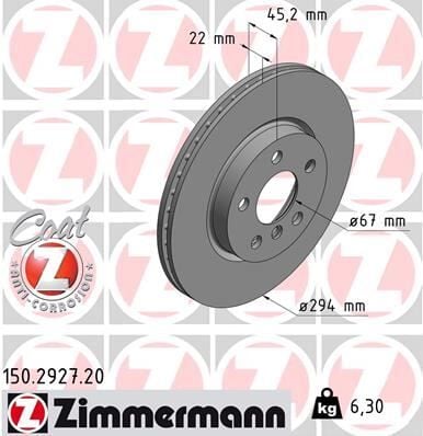 ZIMMERMANN 150.2927.20 FREN DISKI ON BMW F45 F46 F48 F39 . MINI F54 F55 F56 F57 F60 - Görsel 1
