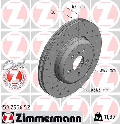 ZIMMERMANN 150.2956.52 FREN DISKI ON BMW G20 G21 G22 G23 G26 G28 G30 G31 G32 G11 G12 G01 G02 G05 G18 DELIKLI - Görsel 1