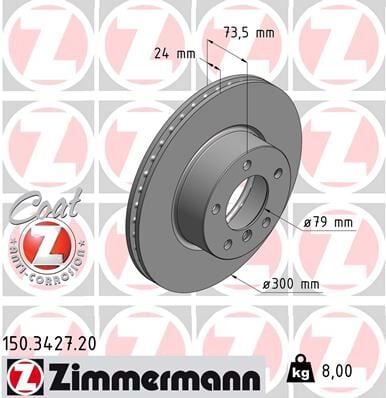 ZIMMERMANN 150.3427.20 FREN DISKI ON BMW E81 E82 E87 E88 E90 E91 E92 E93 E89 - Görsel 1