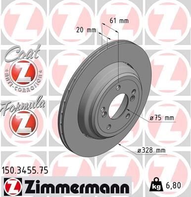ZIMMERMANN 150.3455.75 FREN DISKI ARKA SOL BMW M5 E39 - Görsel 1