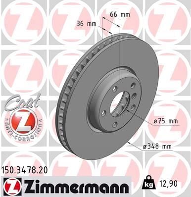 ZIMMERMANN 150.3478.20 FREN DISKI ON SOL BMW F07 F10 F11 F06 F12 F13 F01 F02 - Görsel 1