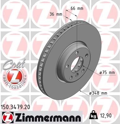 ZIMMERMANN 150.3479.20 FREN DISKI ON SAG BMW F07 F10 F11 F06 F12 F13 F01 F02 - Görsel 1