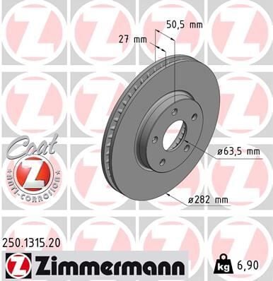 ZIMMERMANN 250.1315.20 ON FREN DISK AYNA FOCUS IV 17> - Görsel 1