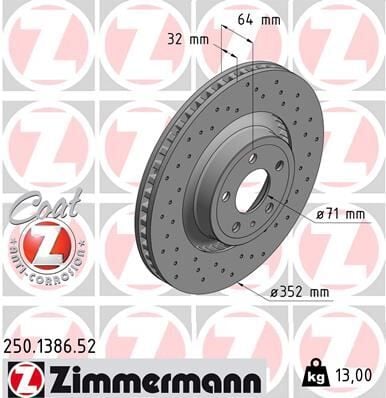 ZIMMERMANN 250.1386.52 FREN DİSK DELİKLİ - Görsel 1