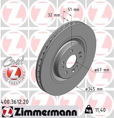 ZIMMERMANN 400.3612.20 FREN DISKI ON MERCEDES ML-CLASS W163 - Görsel 1