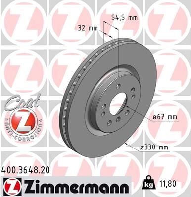 ZIMMERMANN 400.3648.20 FREN DISKI ON 4-matic MERCEDES W166 C292 W251 - Görsel 1
