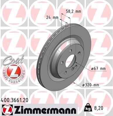 ZIMMERMANN 400.3661.20 FREN DISKI ARKA MERCEDES AMG W221 C216 W222 R230 - Görsel 1