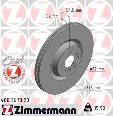 ZIMMERMANN 400.3670.20 FREN DISKI ON 4-matic MERCEDES GL-CLASS X164 06>12 - Görsel 1