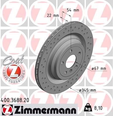 ZIMMERMANN 400.3688.20 FREN DISKI ARKA 4-matic MERCEDES W166 X166 - Görsel 1
