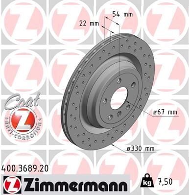 ZIMMERMANN 400.3689.20 FREN DISKI ARKA MERCEDES X166 W166 - Görsel 1