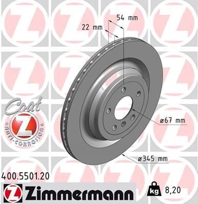 ZIMMERMANN 400.5501.20 FREN DISKI ARKA 4-matic MERCEDES W166 X166 C292 - Görsel 1