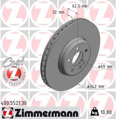 ZIMMERMANN 400.5521.30 FREN DISKI ON MERCEDES X253 W213 C253 C257 - Görsel 1