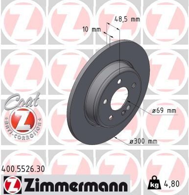 ZIMMERMANN 400.5526.30 FREN DISKI ARKA MERCEDES C-CLASS W205 S205 C205 A205 - Görsel 1