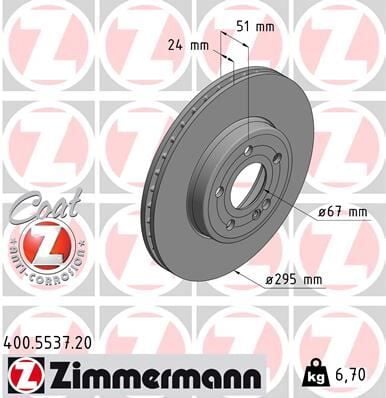 ZIMMERMANN 400.5537.20 FREN DISKI ON MERCEDES W177 V177 W247 C118 X118 - Görsel 1