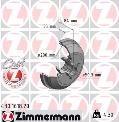 ZIMMERMANN 430.1618.20 ARKA FREN KAMPANASI CORSA A 83-92 -CORSA B-TIGRA A 93-02 ABS SİZ - Görsel 1