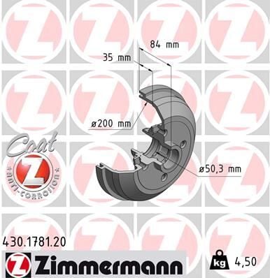 ZIMMERMANN 430.1781.00 ARKA FREN KAMPANASI CORSA A 83-92 -CORSA B-TIGRA A 93-02 ABS Lİ - Görsel 1