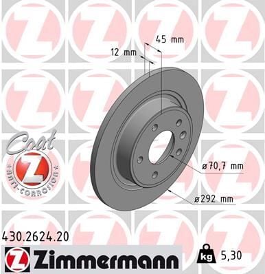 ZIMMERMANN 430.2624.20 ARKA FREN AYNASI 16 INÇ ASTRA J 09 > ZAFIRA C 11 > CRUZE 09 > 268.5x12x5DL DOLU 569075 - Görsel 1