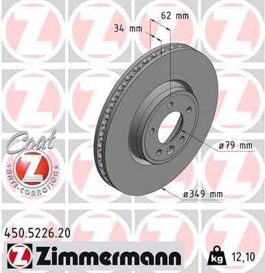 ZIMMERMANN 450.5226.20 FREN DISKI ON LAND ROVER DISCOVERY L462 RANGE ROVER SPORT L494 L405 - Görsel 1