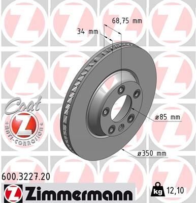 ZIMMERMANN 600.3227.20 ÖN FREN AYNASI SAĞ AUDI Q7 3.0 TDI 06 > TOUAREG 02 >CAYENNE 3.2 4.5 S TURBO 02 > 986479251-DF4760S - Görsel 1