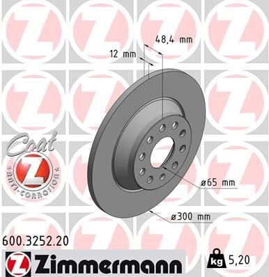 ZIMMERMANN 600.3252.20 FREN DİSKİ ARKA VW GOLF 7 13>20 ARTEON 17>20 PASSAT B8 15>20 TIGUAN 16>24 SKODA KODIAQ 16>SUPERB III 15>24 SEAT TARRACO 18>24 AUDI Q3 19> A3 14>20 - Görsel 1