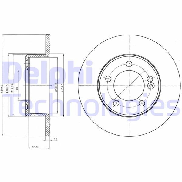 ARKA FREN AYNASI RENAULT MASTER III 10> OPEL MOVANO B 13> 2.3dCi 305x12x71.5 5 DELİK TEK TEKER