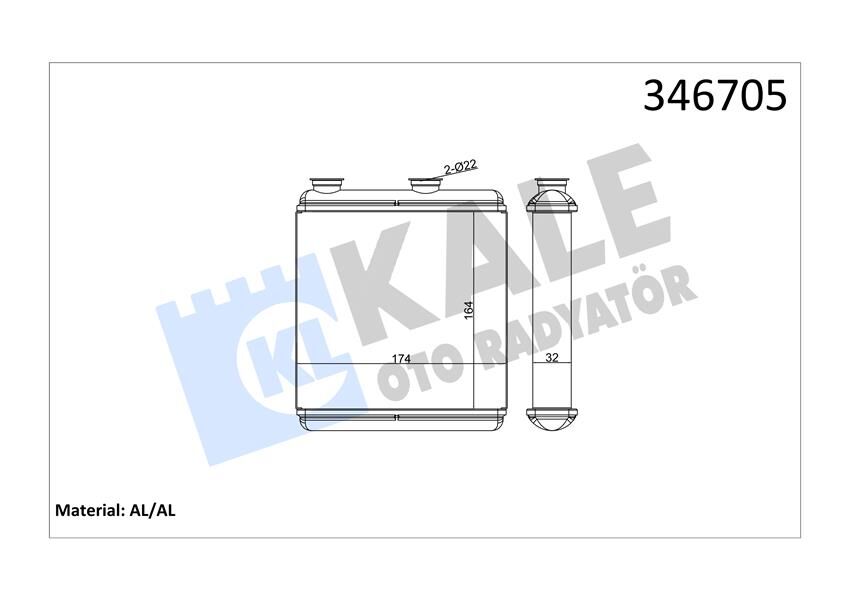 KALE 346705 KALORİFER RADYATÖRÜ OPEL MERIVA 1.4-1.6-1.3CDTI-1.7DTI-1.7CDTI 03-10