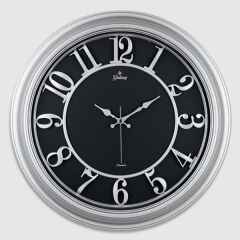 SAAT 1963-G DUVAR SAATİ GRİ ÇERÇEVE İÇİ SİYAH 46CM KABARTMA RAKAMLI SELEFON KORUMALI AMERİKAN BRİSTOL KADRAN METAL AKREP/YELKOVAN/SANİYE AKAR SANİYELİ MEKANİZMA AKRİLİK BOYA ABS HAMMADDE MİNERAL CAM