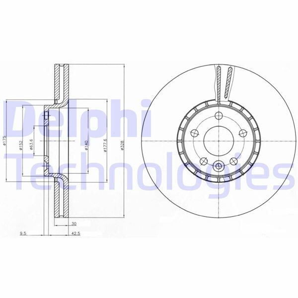 DELPHI BG9085 FREN DİSKİ ÖN VOLVO XC60 08> ÖLÇÜLER: 328x30x28