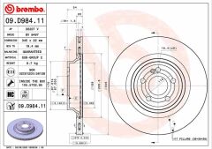 BREMBO 09D98411 FREN DISKI ARKA MERCEDES V167 C167 X167