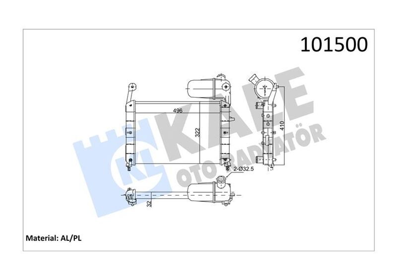KALE 0108112AL RADYATÖR TMPR-TIPO MEK KLİMASIZ 496x322x23 2 SIRA AL PL SİSTEM