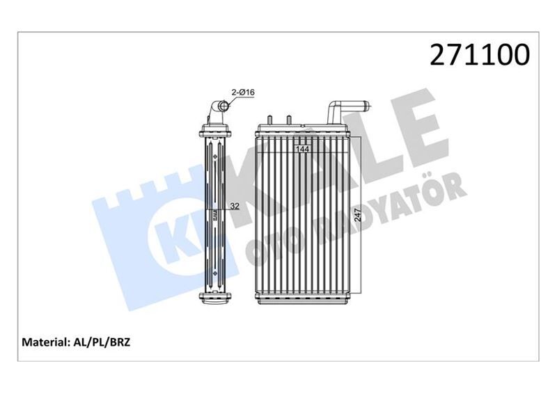 KALE 0181832AB KALORİFER RADYATÖRÜ M131 1600 247x144x32 0181831AB ALUMİNYUM