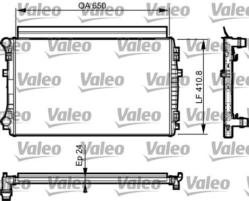 VALEO 735558 SU RADYATÖRÜ VW-SKODA-SEAT-AUDİ 13> GOLF7-PASSAT-A3-LEON-OCTAVIA CJZB-CYVA-CJZA-CYVB-CPVA-CPTA-CHPA -CLHA-CLHB-CRKA-CRKB 1.2 TSI-1.4 TSI-1.6 TDI 650x411x24