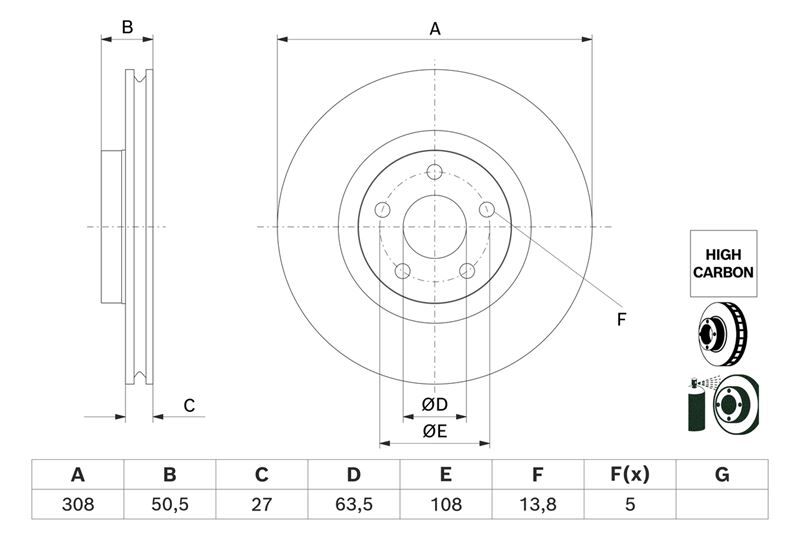 BOSCH 0986479H51 ON FREN DISK AYNA KUGA III DFK 19> FOCUS IV 19>