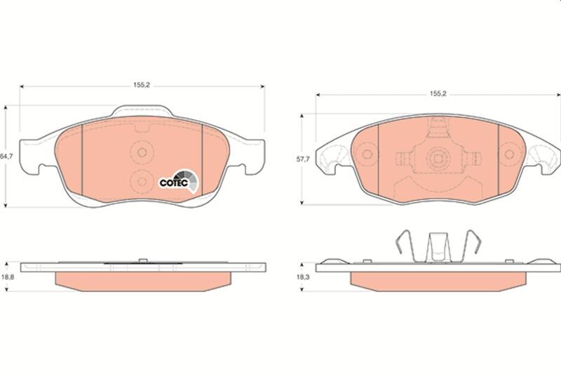 TRW GDB1690 ÖN FREN BALATASI PEUGEOT PARTNER 08>11 P5008 09>17 CITROEN BERLINGO 08> C4 PICASSO 06>15 DS4 11>18 D S5 15>18 283mm