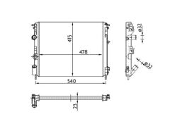 MAHLE CR36000S RADYATÖR CLIO II-KNG-LOGAN1.5 DCI-1.6 16V-1.9 DTI-K4M AC KLİMASIZ MEK 480x414x28