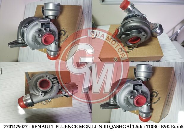 GUA 40609 TURBO ŞARJ RENAULT FLUENCE MGN LGN III QASHGAİ DACIA DUSTER 4X4 LODGY 1.5dcı 110BG K9K Euro5