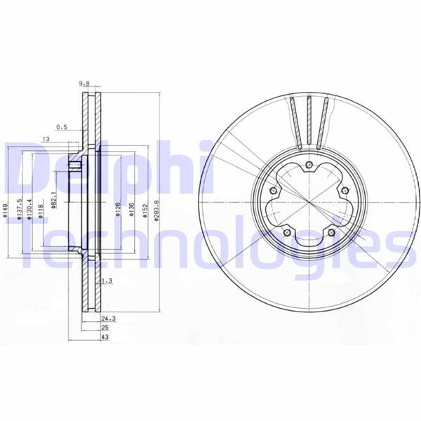 DELPHI BG3504 ÖN FREN AYNASI TRANSİT V184 00 > ARKADAN ÇEKİŞLİ 294x24.3x5DLxHAVALI