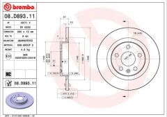 BREMBO 08D89311 ARKA FREN AYNASI VOLVO XC40 2017 >2020 > CAP 280 X5 BJN