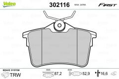 VALEO 9005014 ARKA FREN BALATASI P307 00>09 P308 07>14 PARTNER 08> PARTNER TEPEE 08> BERLINGO 08> C4 04>16 XSARA PICASSO 99>11 DS4 15>18