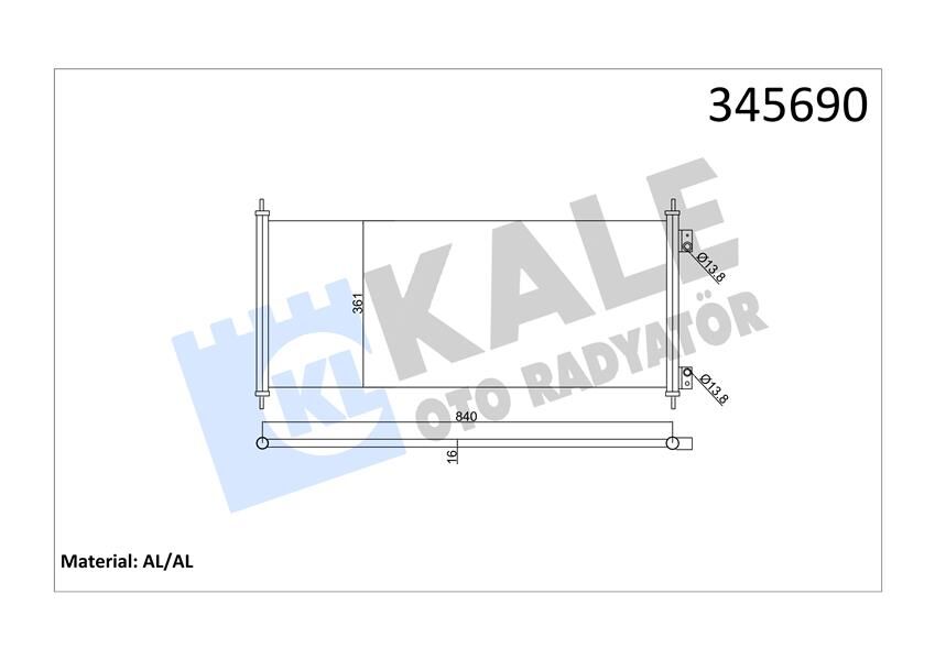 KALE 345690 KLIMA RADYATORU KONDANSER TRANSIT V184 2.0TDCI 2.4 TDCI 00>06